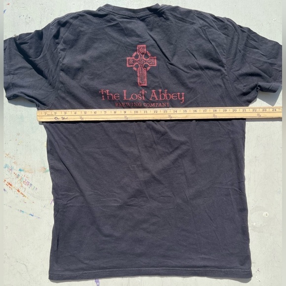 Men's The Lost Abbey T-Shirt Black Spell-Out NO TAGS Craft Beer San Diego IPA - Picture 10 of 13